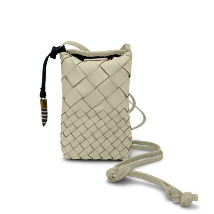 Aborge Mini Sling Crossbody – Sand Threaded Weave Phone Bag